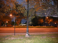 Police are present following a reported fence jumper at the Federal Bureau of Investigation (FBI) building in Chicago, Illinois, United Stat...