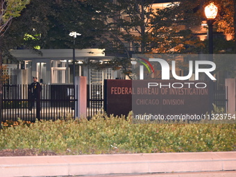 Police are present following a reported fence jumper at the Federal Bureau of Investigation (FBI) building in Chicago, Illinois, United Stat...