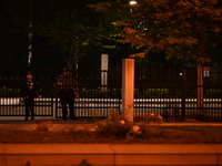 Police are present following a reported fence jumper at the Federal Bureau of Investigation (FBI) building in Chicago, Illinois, United Stat...