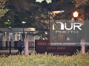 Police are present following a reported fence jumper at the Federal Bureau of Investigation (FBI) building in Chicago, Illinois, United Stat...