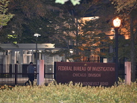 Police are present following a reported fence jumper at the Federal Bureau of Investigation (FBI) building in Chicago, Illinois, United Stat...