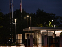 Police are present following a reported fence jumper at the Federal Bureau of Investigation (FBI) building in Chicago, Illinois, United Stat...