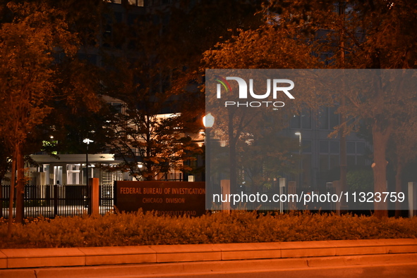 Police are present following a reported fence jumper at the Federal Bureau of Investigation (FBI) building in Chicago, Illinois, United Stat...