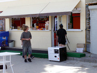 A generator is powering a cafe at the seaside during rolling blackouts in Odesa, Ukraine, on June 11, 2024. NO USE RUSSIA. NO USE BELARUS. (