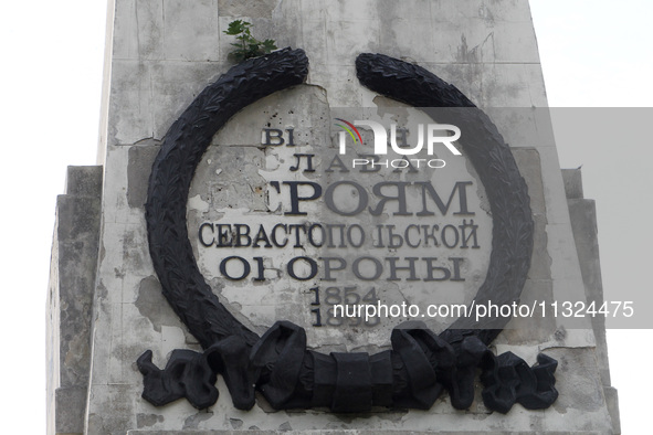 The monument to Russian soldiers who participated in the defense of Sevastopol during the Crimean War (1853-1856) is being partially dismant...