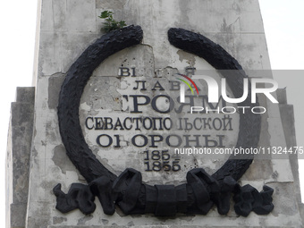 The monument to Russian soldiers who participated in the defense of Sevastopol during the Crimean War (1853-1856) is being partially dismant...