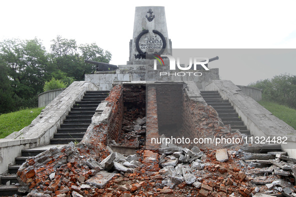 The monument to Russian soldiers who participated in the defense of Sevastopol during the Crimean War (1853-1856) is being partially dismant...