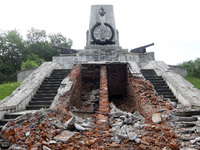 The monument to Russian soldiers who participated in the defense of Sevastopol during the Crimean War (1853-1856) is being partially dismant...