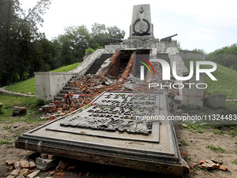 The monument to Russian soldiers who participated in the defense of Sevastopol during the Crimean War (1853-1856) is being partially dismant...