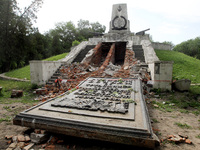 The monument to Russian soldiers who participated in the defense of Sevastopol during the Crimean War (1853-1856) is being partially dismant...