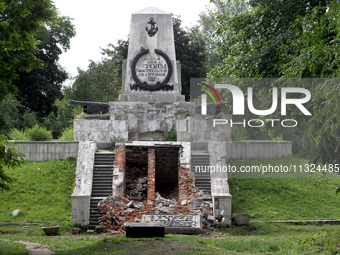 The monument to Russian soldiers who participated in the defense of Sevastopol during the Crimean War (1853-1856) is being partially dismant...