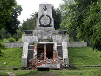 The monument to Russian soldiers who participated in the defense of Sevastopol during the Crimean War (1853-1856) is being partially dismant...