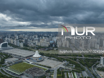 Dark clouds are gathering and heavy rain is coming in Nanning, China, on June 12, 2024, at 18:00. (