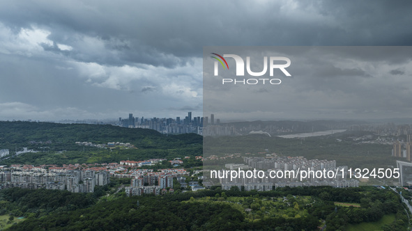 Dark clouds are gathering and heavy rain is coming in Nanning, China, on June 12, 2024, at 18:00. 