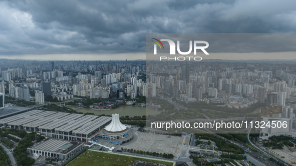 Dark clouds are gathering and heavy rain is coming in Nanning, China, on June 12, 2024, at 18:00. 