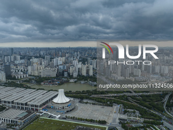 Dark clouds are gathering and heavy rain is coming in Nanning, China, on June 12, 2024, at 18:00. (