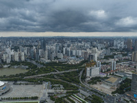 Dark clouds are gathering and heavy rain is coming in Nanning, China, on June 12, 2024, at 18:00. (