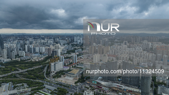 Dark clouds are gathering and heavy rain is coming in Nanning, China, on June 12, 2024, at 18:00. 