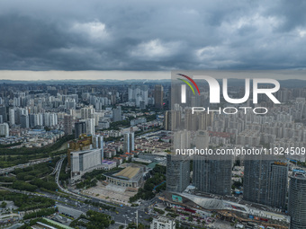 Dark clouds are gathering and heavy rain is coming in Nanning, China, on June 12, 2024, at 18:00. (