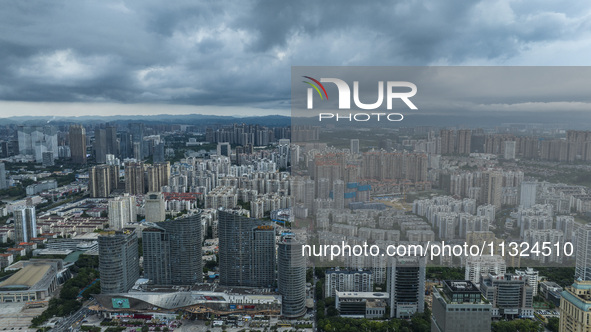 Dark clouds are gathering and heavy rain is coming in Nanning, China, on June 12, 2024, at 18:00. 