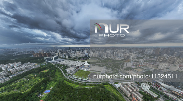 Dark clouds are gathering and heavy rain is coming in Nanning, China, on June 12, 2024, at 18:00. 