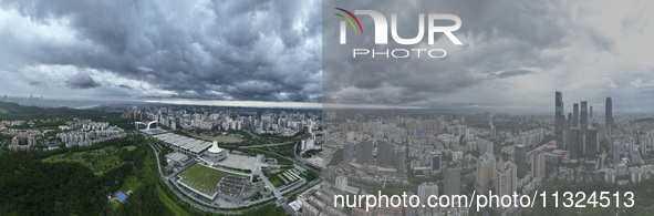 Dark clouds are gathering and heavy rain is coming in Nanning, China, on June 12, 2024, at 18:00. 