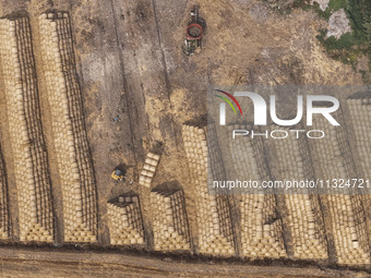 Farmers are recycling wheat straw in a field at Dahuangzhuang village in Huai'an city, East China's Jiangsu province, on June 12, 2024. (