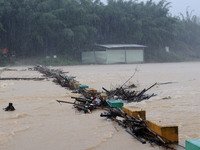 The Datantun Bridge is flooding in Liuzhou, China, on June 13, 2024. (