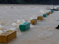 The Datantun Bridge is flooding in Liuzhou, China, on June 13, 2024. (