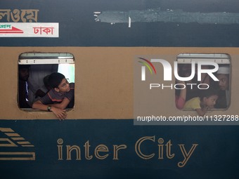 People are leaving Dhaka by train from Kamalapur Railway Station to celebrate Eid with their families on Thursday, June 13, 2024. (