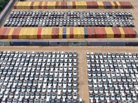 Chinese domestic vehicles are being assembled at Yantai Port in Shandong province, in Yantai, China, on June 13, 2024, waiting to be loaded...