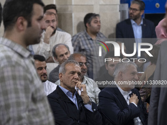 Masoud Pezeshkian, a reformist presidential candidate, is attending an electoral campaign rally in northwestern Tehran, Iran, on June 14, 20...