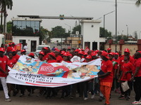 Members of the Lagos State Blood Transfusion Committee and others are participating in the committee's awareness walk to mark 2024 World Blo...