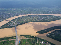 The water level in the Rongan county section of the Pearl River is rising and becoming turbid after a rainstorm in Liuzhou, China, on June 1...