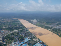 The water level in the Rongan county section of the Pearl River is rising and becoming turbid after a rainstorm in Liuzhou, China, on June 1...