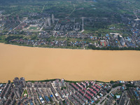 The water level in the Rongan county section of the Pearl River is rising and becoming turbid after a rainstorm in Liuzhou, China, on June 1...