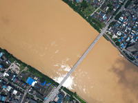 The water level in the Rongan county section of the Pearl River is rising and becoming turbid after a rainstorm in Liuzhou, China, on June 1...