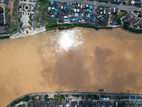 The water level in the Rongan county section of the Pearl River is rising and becoming turbid after a rainstorm in Liuzhou, China, on June 1...