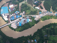 The water level in the Rongan county section of the Pearl River is rising and becoming turbid after a rainstorm in Liuzhou, China, on June 1...