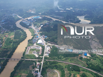 The water level in the Rongan county section of the Pearl River is rising and becoming turbid after a rainstorm in Liuzhou, China, on June 1...