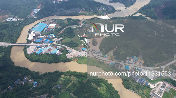 The water level in the Rongan county section of the Pearl River is rising and becoming turbid after a rainstorm in Liuzhou, China, on June 1...