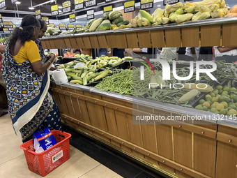 Shoppers are purchasing groceries at the Pothy's market in Thiruvananthapuram (Trivandrum), Kerala, India, on April 08, 2024. Inflation in I...