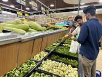 Shoppers are purchasing groceries at the Pothy's market in Thiruvananthapuram (Trivandrum), Kerala, India, on April 08, 2024. Inflation in I...