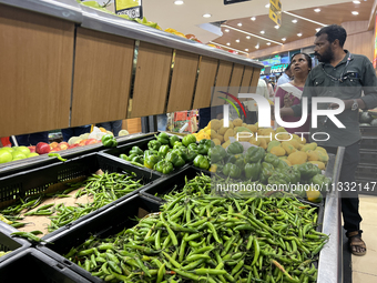 Shoppers are purchasing groceries at the Pothy's market in Thiruvananthapuram (Trivandrum), Kerala, India, on April 08, 2024. Inflation in I...