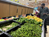 Shoppers are purchasing groceries at the Pothy's market in Thiruvananthapuram (Trivandrum), Kerala, India, on April 08, 2024. Inflation in I...