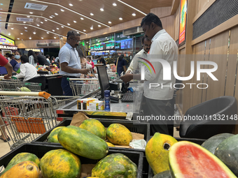 Shoppers are purchasing groceries at the Pothy's market in Thiruvananthapuram (Trivandrum), Kerala, India, on April 08, 2024. Inflation in I...