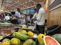 Shoppers are purchasing groceries at the Pothy's market in Thiruvananthapuram (Trivandrum), Kerala, India, on April 08, 2024. Inflation in I...