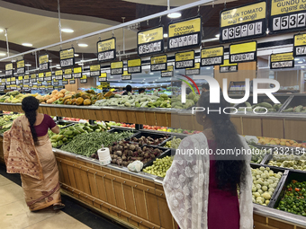 Shoppers are purchasing groceries at the Pothy's market in Thiruvananthapuram (Trivandrum), Kerala, India, on April 08, 2024. Inflation in I...