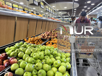 Shoppers are purchasing groceries at the Pothy's market in Thiruvananthapuram (Trivandrum), Kerala, India, on April 08, 2024. Inflation in I...