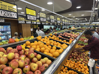 Shoppers are purchasing groceries at the Pothy's market in Thiruvananthapuram (Trivandrum), Kerala, India, on April 08, 2024. Inflation in I...